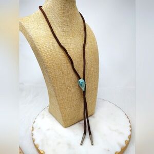 Brown and Blue Bolo Tie Necklace